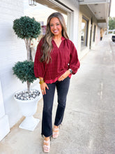 Load image into Gallery viewer, Plaid Burgundy Blouse
