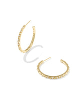 Load image into Gallery viewer, FATE HOOP EARRINGS GOLD WHITE CZ
