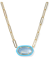 Load image into Gallery viewer, ELISA ENAMEL FRAME PAPERCLIP NECKLACE GOLD PERIWINKLE ILLUSION
