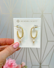 Load image into Gallery viewer, GABRIELLA PEARL HOOP EARRINGS GOLD FRESHWATER CULTURED PEARL
