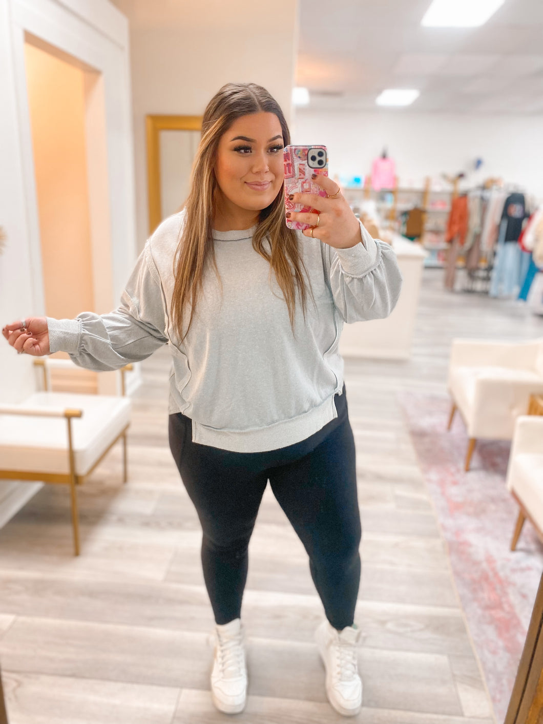 Run To You Curvy Pullover - Lt Grey