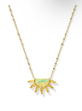Load image into Gallery viewer, SAMANTHA SUN SHORT PENDANT NECKLACE GOLD YELLOW OPALESCENT RESIN
