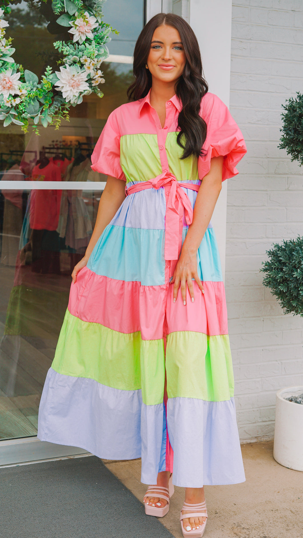 Pastel Rainbow Midi Dress