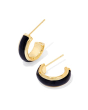 Load image into Gallery viewer, Ainsley Huggie Earrings - Black Enamel
