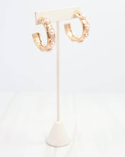 Load image into Gallery viewer, Frazee Pearl Hoop Worn Gold
