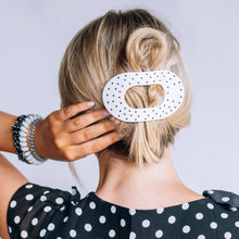 Load image into Gallery viewer, Flat Round | White Polka Dot Party | Large Hair Clip
