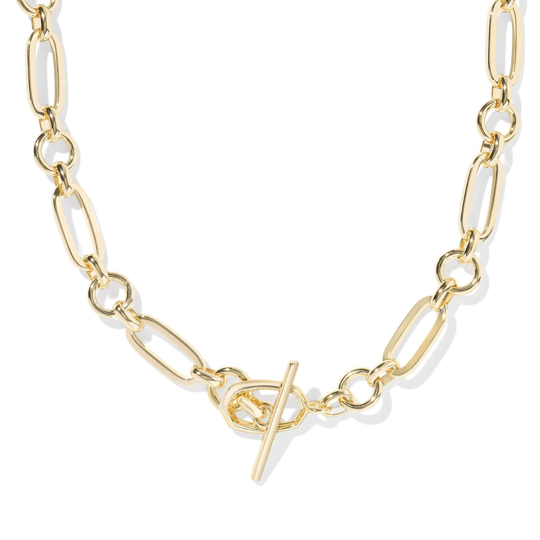 SYLVIA METAL LINK AND CHAIN NECKLACE GOLD