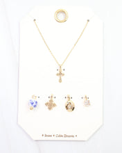 Load image into Gallery viewer, Crossing  Blue Jordan Charm Necklace Set Gold
