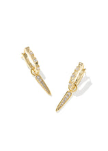 Load image into Gallery viewer, FATE CHARM HUGGIE EARRINGS GOLD WHITE CZ
