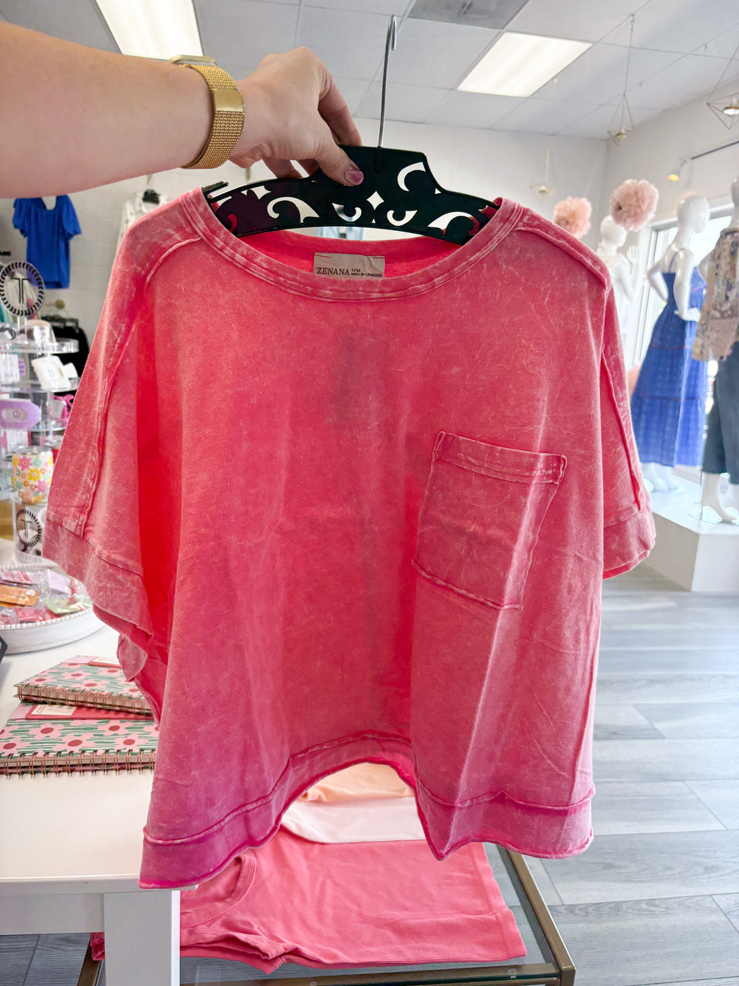 Overtime Pocket Tee - Fuchsia