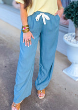 Load image into Gallery viewer, Linen Drawstring Pants - Blue Gray
