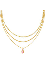 Load image into Gallery viewer, MINI ELISA TRIPLE STRAND NECKLACE GOLD CARNATION KYOCERA OPAL

