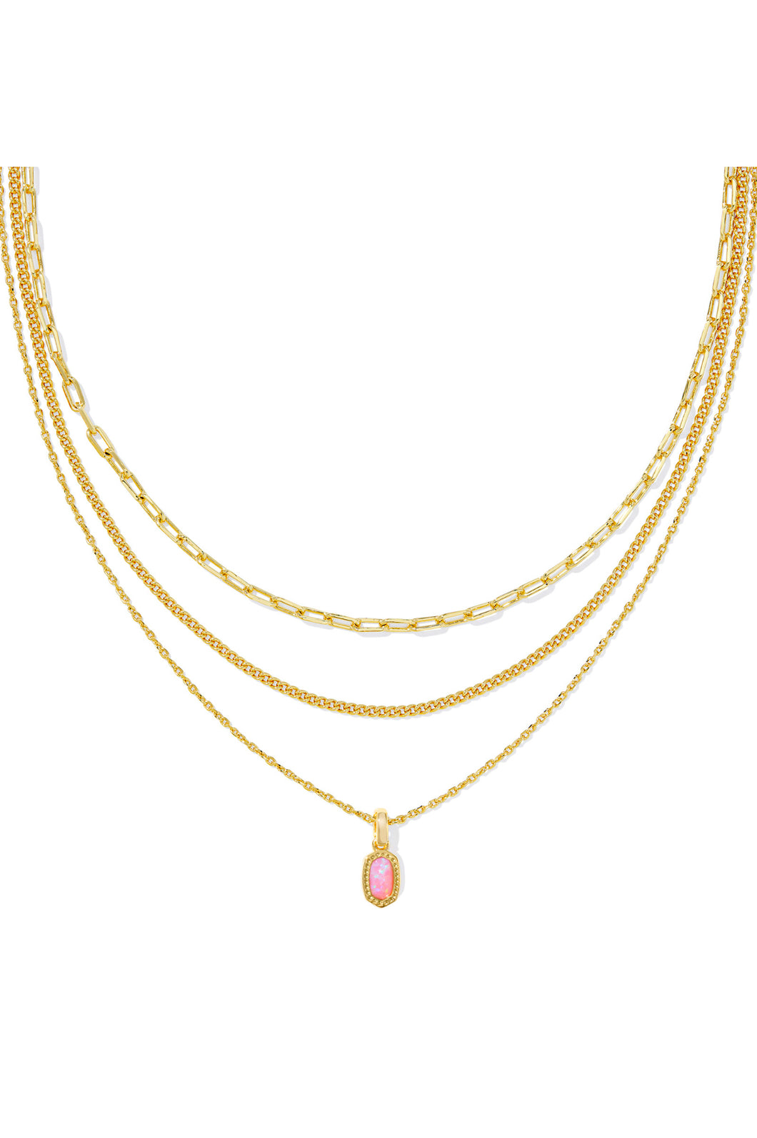MINI ELISA TRIPLE STRAND NECKLACE GOLD CARNATION KYOCERA OPAL