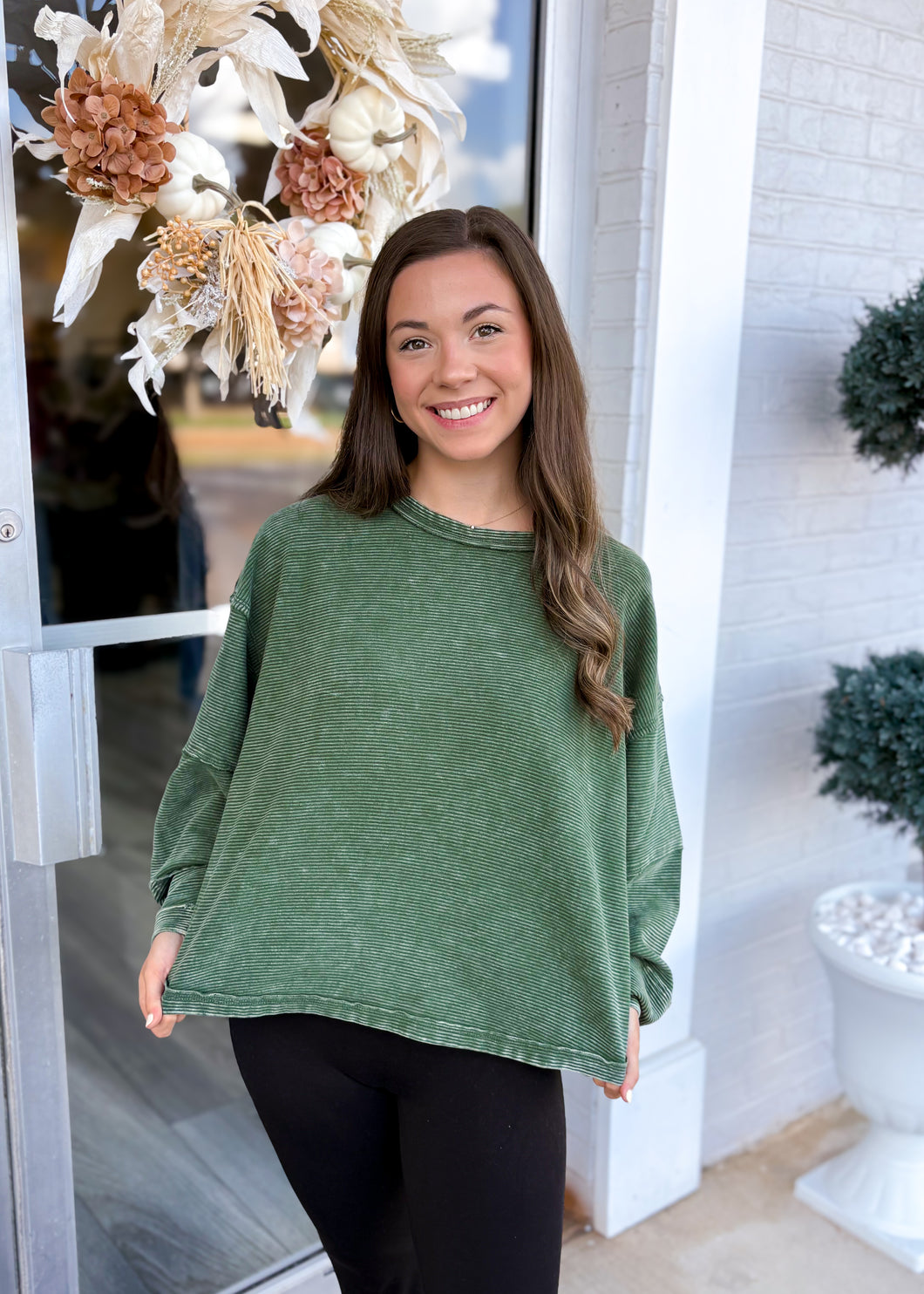 Ashley Exposed Seam Pullover - Green