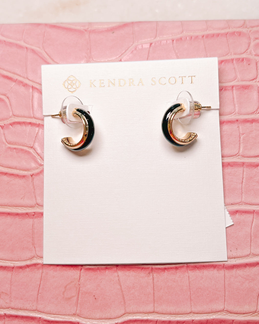 Ainsley Huggie Earrings - Black Enamel