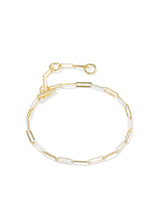 Load image into Gallery viewer, COURTNEY ENAMEL LINK AND CHAIN BRACELET GOLD WHITE ENAMEL
