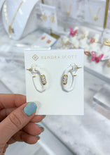 Load image into Gallery viewer, EMERY ENAMEL HOOP EARRINGS GOLD WHITE MIX
