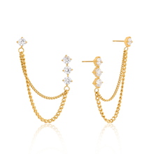 Load image into Gallery viewer, Tropez Chain Drop Earrings 18K Gold Water Resistant Non Tarnish
