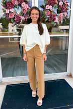 Load image into Gallery viewer, Getaway Short Sleeve Sweater Top - White/Beige
