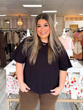 Load image into Gallery viewer, Plus Double Knit Short Sleeve Top - Black
