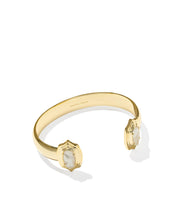 Load image into Gallery viewer, ELTON STEPPED FRAME CUFF BRACELET GOLD IVORY MOTHER OF PEARL S/M
