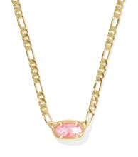 Load image into Gallery viewer, ELISA FIGARO CHAIN SHORT PENDANT NECKLACE GOLD PINK IRIDESCENT MOTHER OF PEARL
