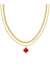 Load image into Gallery viewer, MALLORY ROSE MULTI STRAND NECKLACE GOLD RED MOTHER OF PEARL

