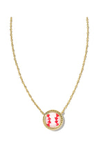 Load image into Gallery viewer, BASEBALL SHORT PENDANT NECKLACE GOLD IVORY MOTHER OF PEARL
