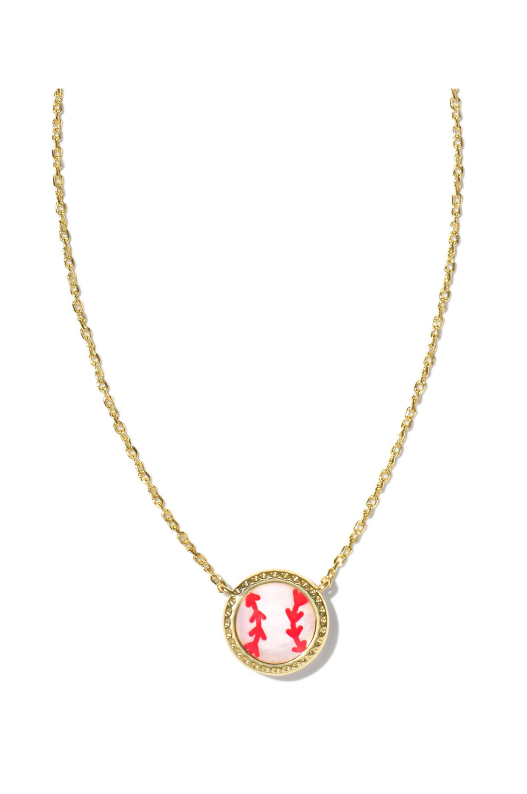 BASEBALL SHORT PENDANT NECKLACE GOLD IVORY MOTHER OF PEARL