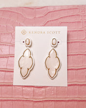 Load image into Gallery viewer, Abbie Enamel Frame Statement Earrings - White Mother Of Pearl
