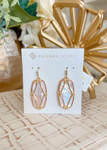 Load image into Gallery viewer, ELLE LATTICE FRAME DROP EARRINGS GOLD BLUSH IVORY MOTHER OF PEARL

