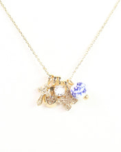 Load image into Gallery viewer, Crossing  Blue Jordan Charm Necklace Set Gold
