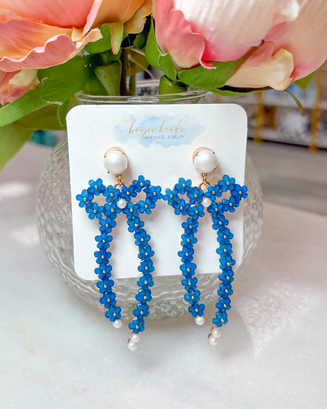 Bella Bow Earrings - Blue