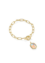 Load image into Gallery viewer, DAPHNE LINK AND CHAIN BRACELET GOLD DICHROIC GLASS S/M

