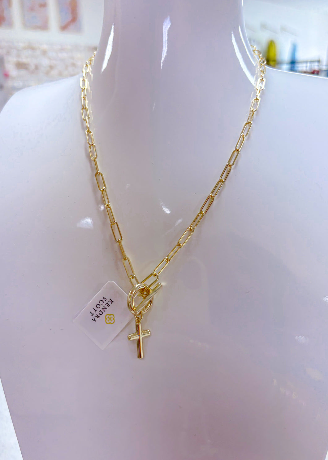 CROSS LINK AND CHAIN NECKLACE GOLD