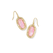 Load image into Gallery viewer, DANI FIGARO FRAME DROP EARRINGS GOLD PINK IRIDESCENT MOTHER OF PEARL
