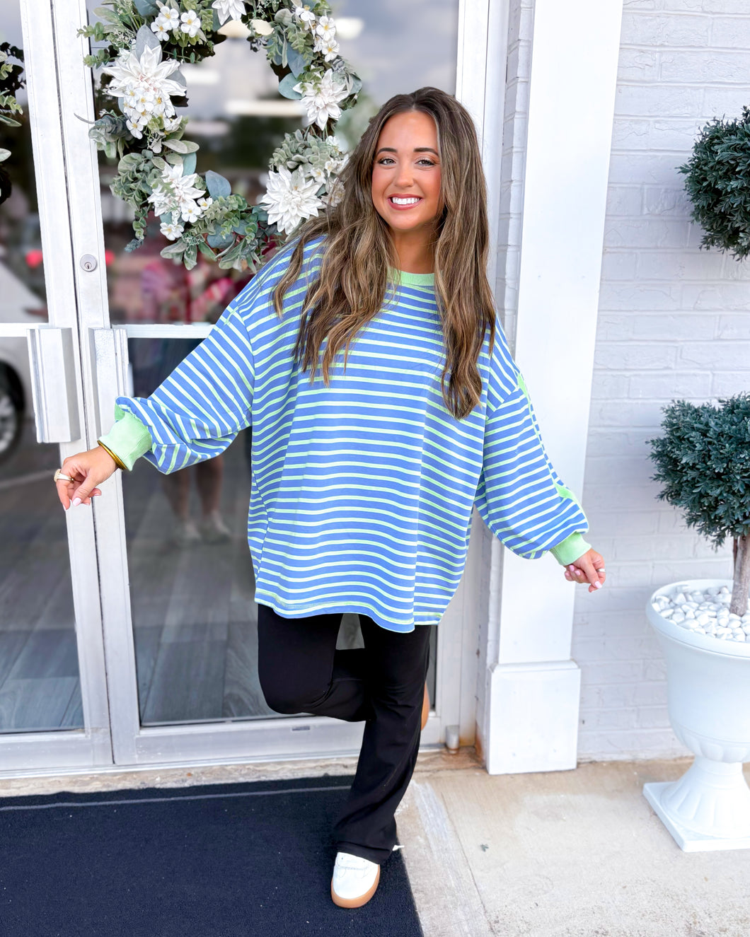 Delicate Lady Oversized Fit Top - Blue/Mint