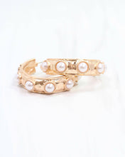 Load image into Gallery viewer, Frazee Pearl Hoop Worn Gold

