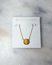 Load image into Gallery viewer, SOFTBALL SHORT PENDANT NECKLACE GOLD CHARTREUSE MAGNESITE
