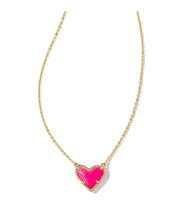 Load image into Gallery viewer, ARI HEART SHORT PENDANT NECKLACE GOLD NEON PINK MAGNESITE
