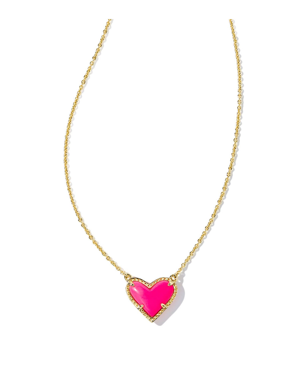 ARI HEART SHORT PENDANT NECKLACE GOLD NEON PINK MAGNESITE