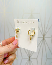 Load image into Gallery viewer, MINI ELLIE WIDE HUGGIE EARRINGS GOLD LIGHT PINK LAB GROWN OPAL
