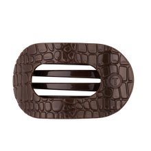 Load image into Gallery viewer, Brown Crocodile | Large| Flat Round Hair Clip
