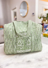 Load image into Gallery viewer, Floral Quilted Weekender Bag - Sage
