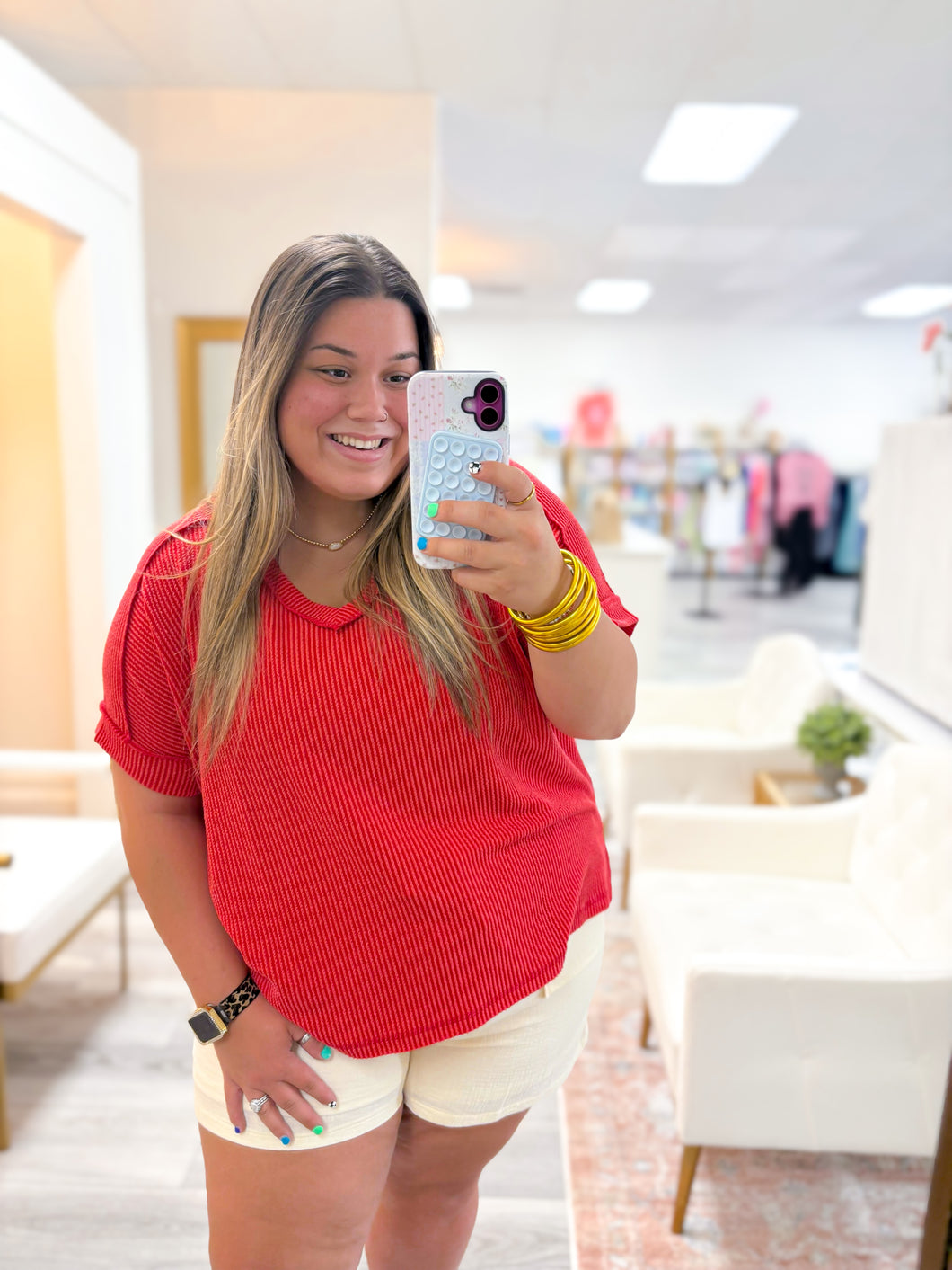 Too Late Ribbed Top - Ruby