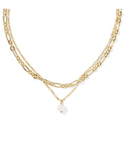 Load image into Gallery viewer, ASHTON MULTI STRAND NECKLACE GOLD FRESHWATER CULTURED PEARL
