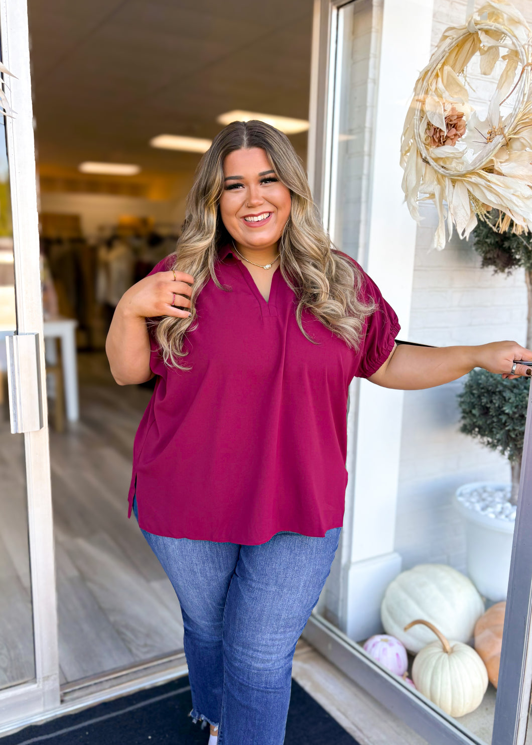 Pumpkin Patch Blouse - Burgundy