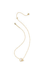 Load image into Gallery viewer, FOOTBALL HELMET SHORT PENDANT NECKLACE GOLD IVORY MOTHER OF PEARL
