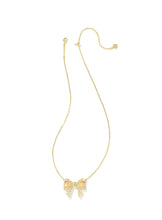 Load image into Gallery viewer, KRISTA BOW SHORT PENDANT NECKLACE GOLD WHITE MIX
