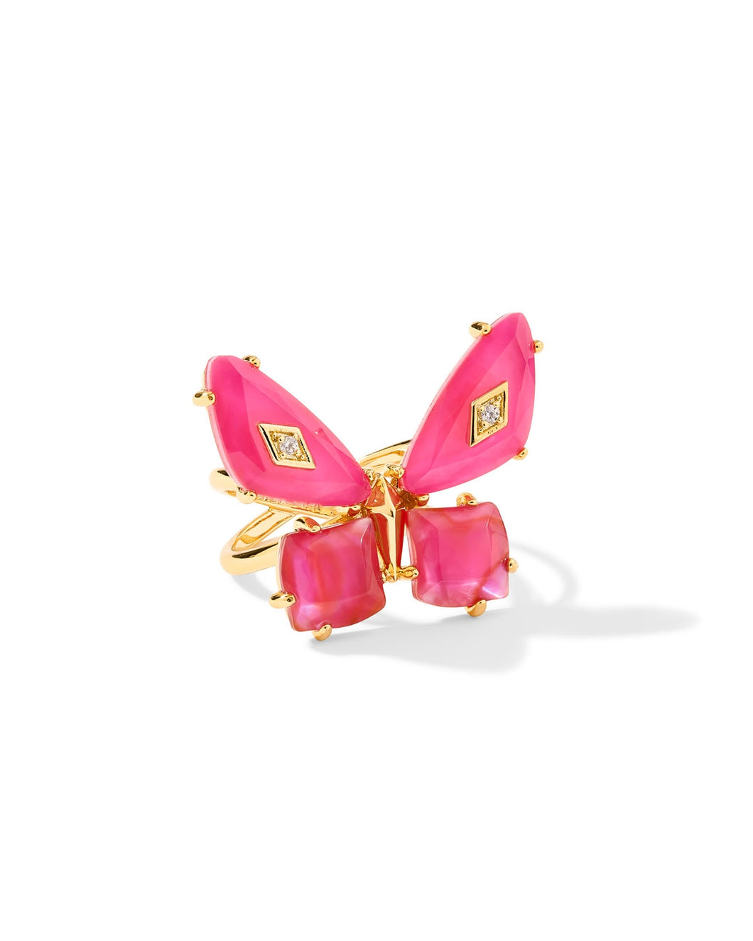 BIANCA BUTTERFLY COCKTAIL RING GOLD PINK MIX